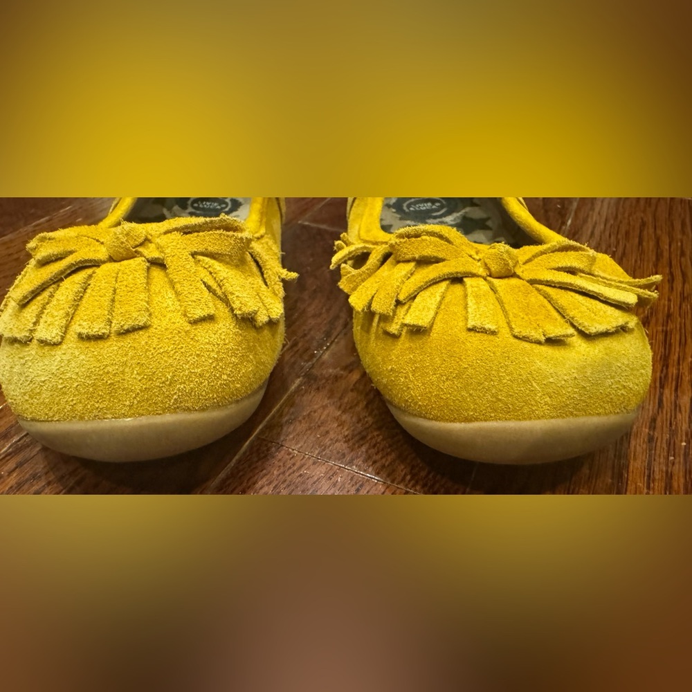 Livie & Luca Yellow Suede Leather Willow Mary Jane Shoes Bow Fringe Toddler 12 - Picture 6 of 8